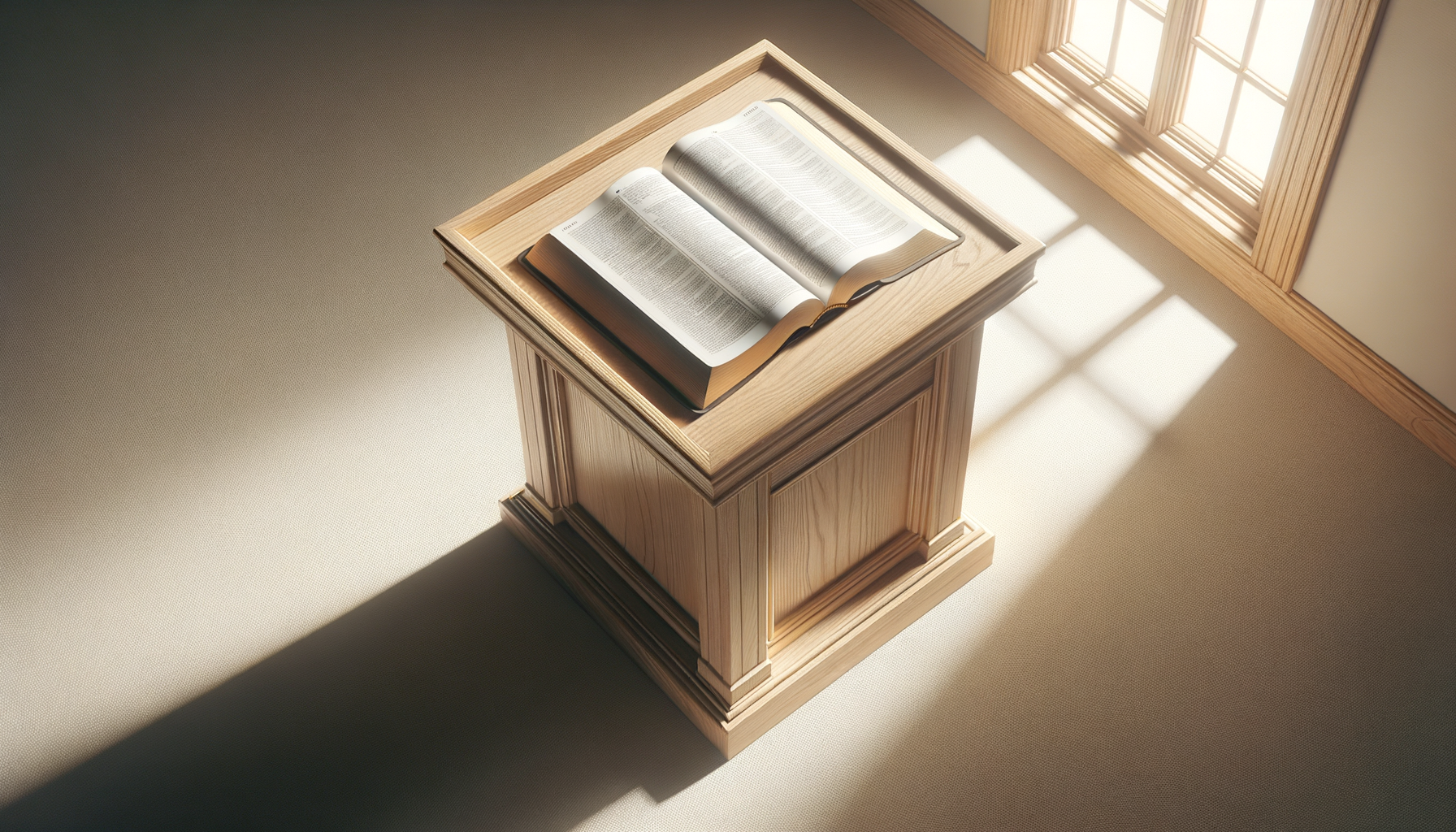 Open Bible in a peaceful church setting